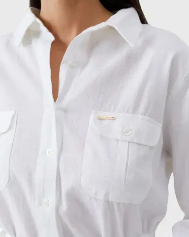 Melissa Odabash Lacey Cotton-Linen Mini Shirtdress Coverup | Thumbnail 4 Melissa Odabash Lacey Cotton-Linen Mini Shirtdress Coverup | Thumbnail 4