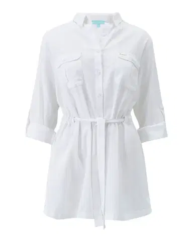 Melissa Odabash Lacey Cotton-Linen Mini Shirtdress Coverup | Thumbnail 1 Melissa Odabash Lacey Cotton-Linen Mini Shirtdress Coverup | Thumbnail 1