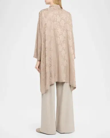 Eskandar Wide A-Line Double Stand Collar Shirt - Very Long Length With Slits | Thumbnail 3 Eskandar Wide A-Line Double Stand Collar Shirt - Very Long Length With Slits | Thumbnail 3