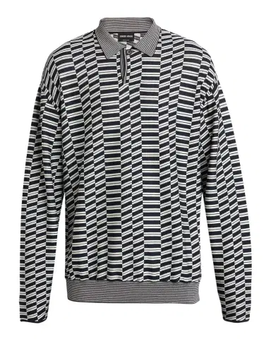 Giorgio Armani Men's Geometric Knit Polo Sweater | Thumbnail 1 Giorgio Armani Men's Geometric Knit Polo Sweater | Thumbnail 1
