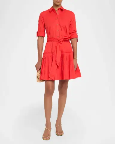 Shoshanna McLean Pleated Stretch Cotton Mini Shirtdress | Thumbnail 2 Shoshanna McLean Pleated Stretch Cotton Mini Shirtdress | Thumbnail 2