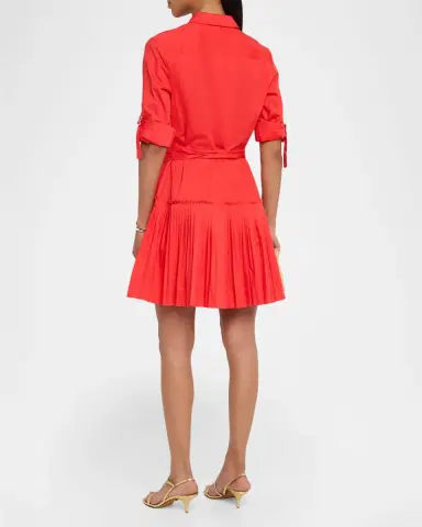 Shoshanna McLean Pleated Stretch Cotton Mini Shirtdress | Thumbnail 3 Shoshanna McLean Pleated Stretch Cotton Mini Shirtdress | Thumbnail 3