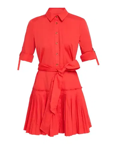 Shoshanna McLean Pleated Stretch Cotton Mini Shirtdress | Thumbnail 1 Shoshanna McLean Pleated Stretch Cotton Mini Shirtdress | Thumbnail 1