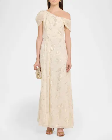 Shoshanna Penelope One-Shoulder Metallic Vine Maxi Dress | Thumbnail 2 Shoshanna Penelope One-Shoulder Metallic Vine Maxi Dress | Thumbnail 2