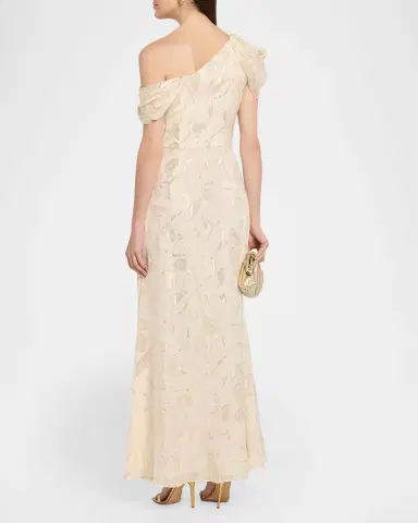 Shoshanna Penelope One-Shoulder Metallic Vine Maxi Dress | Thumbnail 3 Shoshanna Penelope One-Shoulder Metallic Vine Maxi Dress | Thumbnail 3