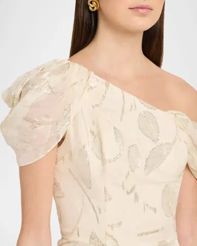 Shoshanna Penelope One-Shoulder Metallic Vine Maxi Dress | Thumbnail 5 Shoshanna Penelope One-Shoulder Metallic Vine Maxi Dress | Thumbnail 5