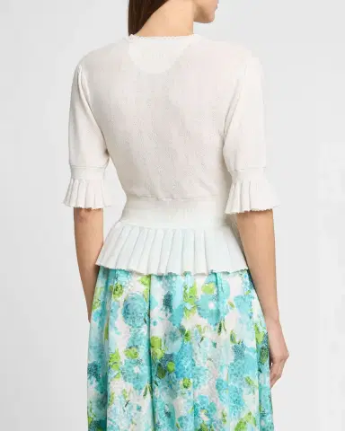 Chloé Short-Sleeve Pointelle Kit Ruffle Crewneck Sweater | Thumbnail 3 Chloé Short-Sleeve Pointelle Kit Ruffle Crewneck Sweater | Thumbnail 3