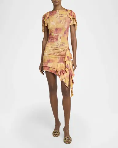 Isabel Marant Janick Asymmetric Ruffle Jersey Mini Dress | Thumbnail 2 Isabel Marant Janick Asymmetric Ruffle Jersey Mini Dress | Thumbnail 2