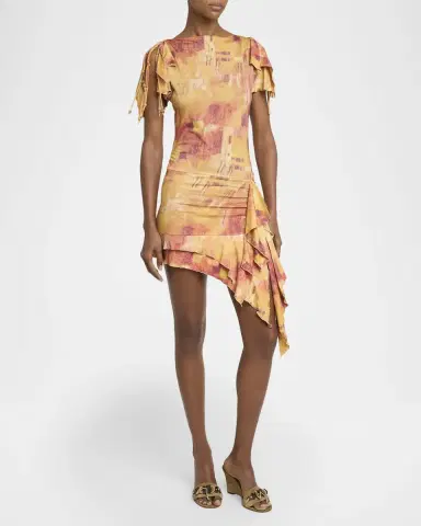 Isabel Marant Janick Asymmetric Ruffle Jersey Mini Dress | Thumbnail 4 Isabel Marant Janick Asymmetric Ruffle Jersey Mini Dress | Thumbnail 4