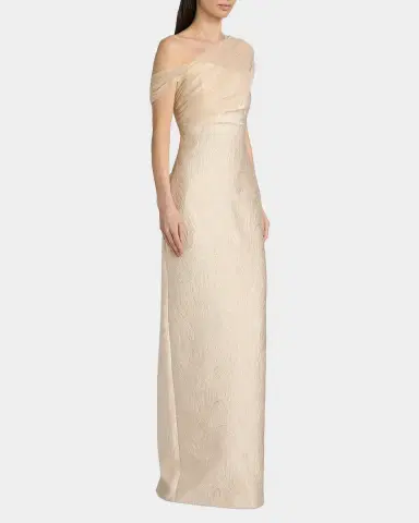 Theia Zara One-Shoulder Metallic Jacquard Column Gown | Thumbnail 4 Theia Zara One-Shoulder Metallic Jacquard Column Gown | Thumbnail 4