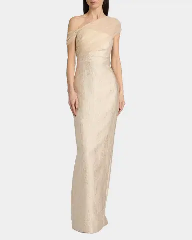 Theia Zara One-Shoulder Metallic Jacquard Column Gown | Thumbnail 7 Theia Zara One-Shoulder Metallic Jacquard Column Gown | Thumbnail 7