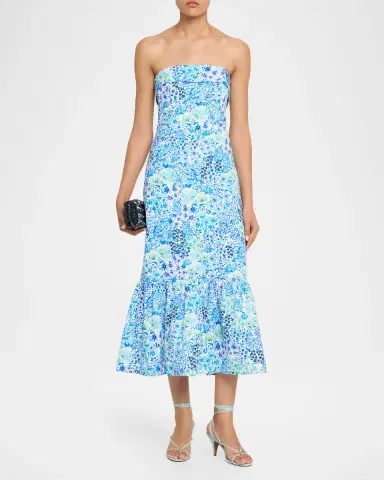 Shoshanna Wright Strapless Floral-Print Flounce Midi Dress | Thumbnail 2 Shoshanna Wright Strapless Floral-Print Flounce Midi Dress | Thumbnail 2