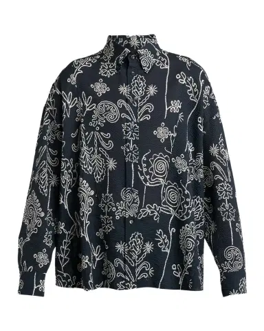 Giorgio Armani Men's Textured Cotton Linework Button-Down Shirt | Thumbnail 1 Giorgio Armani Men's Textured Cotton Linework Button-Down Shirt | Thumbnail 1