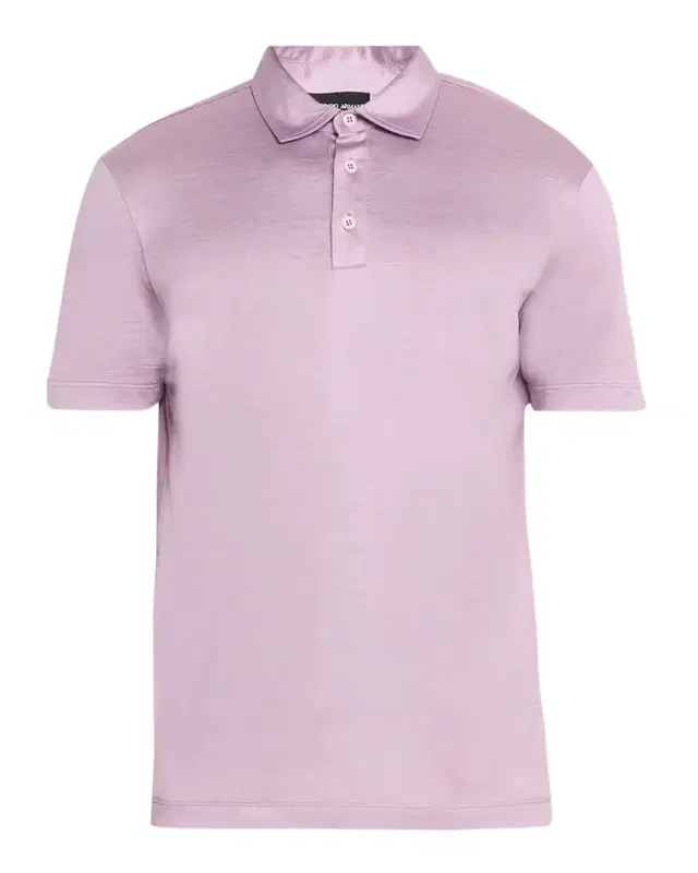 Men's Solid Silk and Cotton Polo Shirt Men's Solid Silk and Cotton Polo Shirt