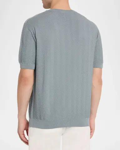 Giorgio Armani Men 's Silk and Cotton Chevron Crewneck Sweater | Thumbnail 3 Giorgio Armani Men 's Silk and Cotton Chevron Crewneck Sweater | Thumbnail 3