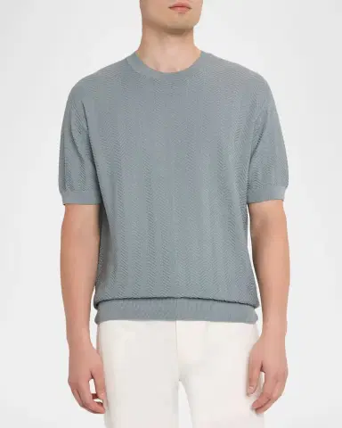 Giorgio Armani Men 's Silk and Cotton Chevron Crewneck Sweater | Thumbnail 4 Giorgio Armani Men 's Silk and Cotton Chevron Crewneck Sweater | Thumbnail 4