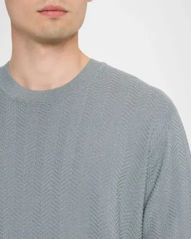 Giorgio Armani Men 's Silk and Cotton Chevron Crewneck Sweater | Thumbnail 5 Giorgio Armani Men 's Silk and Cotton Chevron Crewneck Sweater | Thumbnail 5