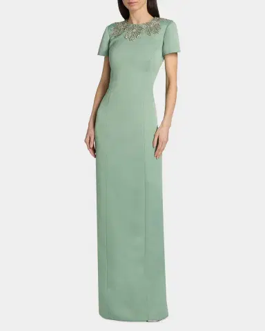THEIA Sorelia Beaded Duchess Satin Column Gown | Thumbnail 7 THEIA Sorelia Beaded Duchess Satin Column Gown | Thumbnail 7