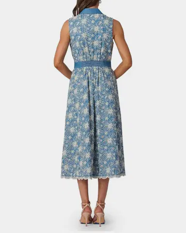 Shoshanna Kendra Floral-Embroidered Cotton Midi Dress | Thumbnail 3 Shoshanna Kendra Floral-Embroidered Cotton Midi Dress | Thumbnail 3