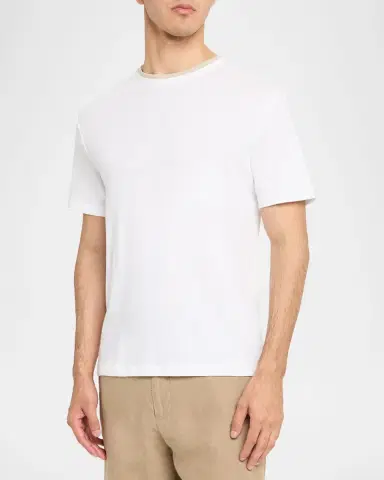 Vince Men's Tipped Cotton Crewneck T-Shirt | Thumbnail 4 Vince Men's Tipped Cotton Crewneck T-Shirt | Thumbnail 4