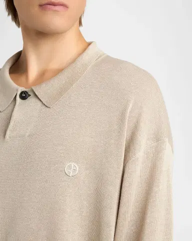 Giorgio Armani Men's Linen-Blend Polo Sweater | Thumbnail 5 Giorgio Armani Men's Linen-Blend Polo Sweater | Thumbnail 5