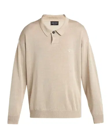 Giorgio Armani Men's Linen-Blend Polo Sweater | Thumbnail 1 Giorgio Armani Men's Linen-Blend Polo Sweater | Thumbnail 1