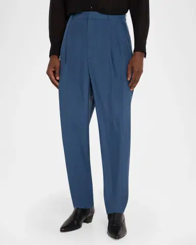 Saint Laurent Men's Silk Habotai Pleated Trousers | Thumbnail 4 Saint Laurent Men's Silk Habotai Pleated Trousers | Thumbnail 4
