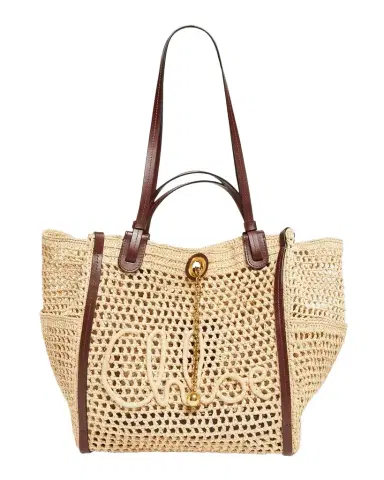 Chloé Logo Script Woven Raffia Tote Bag | Thumbnail 1 Chloé Logo Script Woven Raffia Tote Bag | Thumbnail 1
