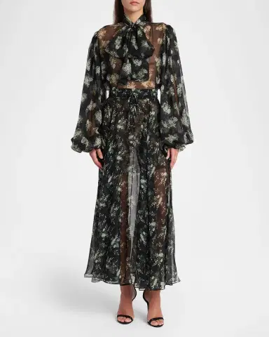 Dolce & Gabbana Floral Silk Chiffon Balloon-Sleeve Blouse | Thumbnail 2 Dolce & Gabbana Floral Silk Chiffon Balloon-Sleeve Blouse | Thumbnail 2