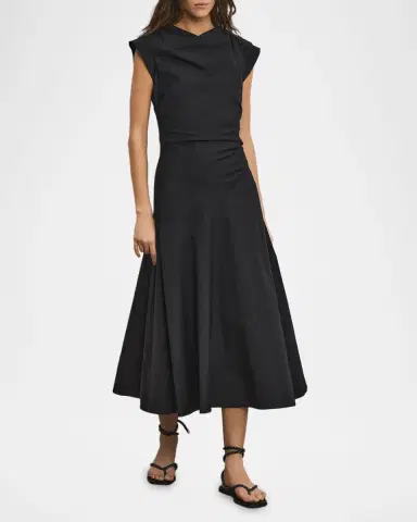 Veronica Beard Lisette Drop-Waist Stretch Cotton Midi Dress | Thumbnail 2 Veronica Beard Lisette Drop-Waist Stretch Cotton Midi Dress | Thumbnail 2