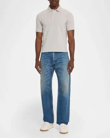 Saint Laurent Men's Embroidered Cassandre Cotton Polo Shirt | Thumbnail 2 Saint Laurent Men's Embroidered Cassandre Cotton Polo Shirt | Thumbnail 2