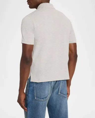 Saint Laurent Men's Embroidered Cassandre Cotton Polo Shirt | Thumbnail 3 Saint Laurent Men's Embroidered Cassandre Cotton Polo Shirt | Thumbnail 3