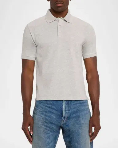 Saint Laurent Men's Embroidered Cassandre Cotton Polo Shirt | Thumbnail 4 Saint Laurent Men's Embroidered Cassandre Cotton Polo Shirt | Thumbnail 4