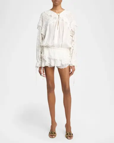 Isabel Marant Neis Eyelet Ruffle Pull-On Shorts | Thumbnail 2 Isabel Marant Neis Eyelet Ruffle Pull-On Shorts | Thumbnail 2