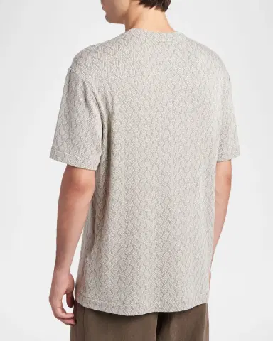 Giorgio Armani Men's Geometric Jacquard Crewneck T-Shirt | Thumbnail 3 Giorgio Armani Men's Geometric Jacquard Crewneck T-Shirt | Thumbnail 3