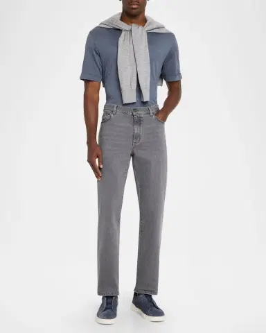 Zegna Men's Grey Denim Slim-Straight Leg Jeans | Thumbnail 2 Zegna Men's Grey Denim Slim-Straight Leg Jeans | Thumbnail 2