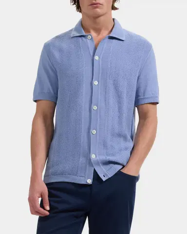 Bugatchi Men's Chevron Short-Sleeve Polo Sweater | Thumbnail 4 Bugatchi Men's Chevron Short-Sleeve Polo Sweater | Thumbnail 4