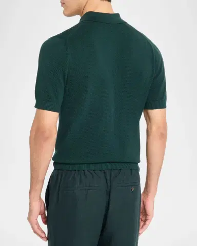 Vince Men's Cotton and Cashmere Pique Half-Zip Polo Shirt | Thumbnail 3 Vince Men's Cotton and Cashmere Pique Half-Zip Polo Shirt | Thumbnail 3