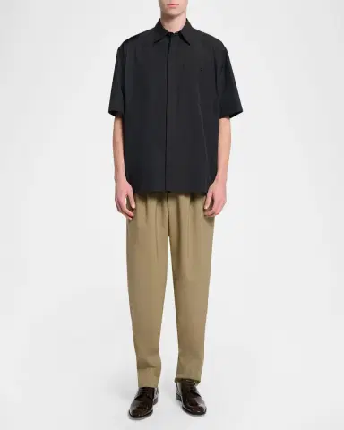 Saint Laurent Men's Cotton Chemise Short-Sleeve Shirt | Thumbnail 2 Saint Laurent Men's Cotton Chemise Short-Sleeve Shirt | Thumbnail 2