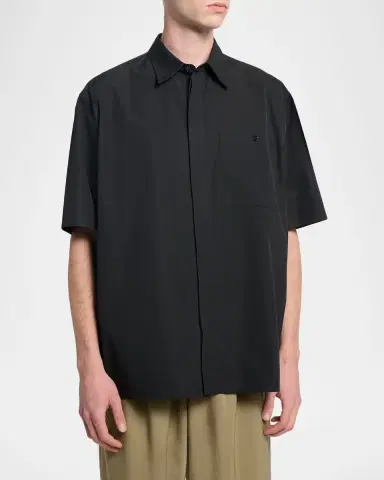 Saint Laurent Men's Cotton Chemise Short-Sleeve Shirt | Thumbnail 4 Saint Laurent Men's Cotton Chemise Short-Sleeve Shirt | Thumbnail 4