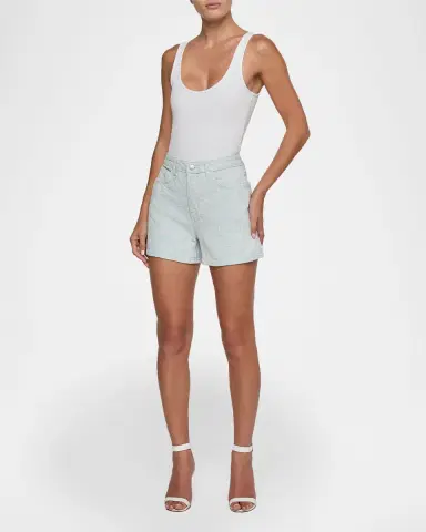 L 'AGENCE Lissania Ultra-High Rise Floral Denim Shorts | Thumbnail 2 L 'AGENCE Lissania Ultra-High Rise Floral Denim Shorts | Thumbnail 2