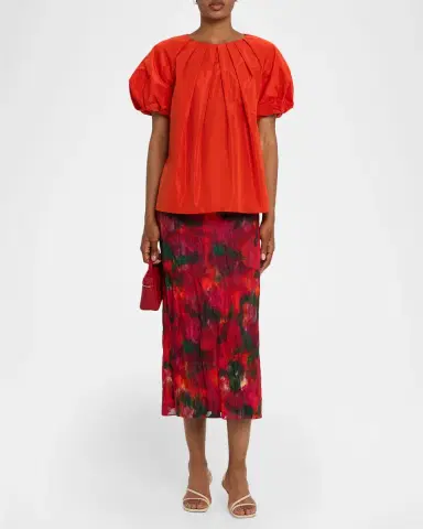 Lafayette 148 New York Pleated Puff-Sleeve Blouse | Thumbnail 2 Lafayette 148 New York Pleated Puff-Sleeve Blouse | Thumbnail 2
