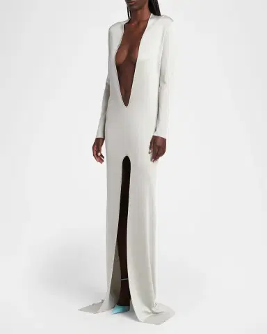 Tom Ford Liquid Fine Viscose Plunging Column Gown | Thumbnail 4 Tom Ford Liquid Fine Viscose Plunging Column Gown | Thumbnail 4