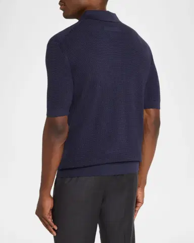 ZEGNA Men's Premium Cotton Knit Johnny-Collar Polo Shirt | Thumbnail 3 ZEGNA Men's Premium Cotton Knit Johnny-Collar Polo Shirt | Thumbnail 3
