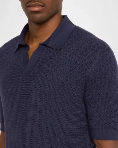 ZEGNA Men's Premium Cotton Knit Johnny-Collar Polo Shirt | Thumbnail 5 ZEGNA Men's Premium Cotton Knit Johnny-Collar Polo Shirt | Thumbnail 5