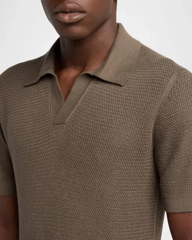 ZEGNA Men's Premium Cotton Knit Johnny Collar Polo Sweater | Thumbnail 5 ZEGNA Men's Premium Cotton Knit Johnny Collar Polo Sweater | Thumbnail 5