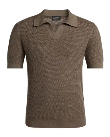 ZEGNA Men's Premium Cotton Knit Johnny Collar Polo Sweater | Thumbnail 1 ZEGNA Men's Premium Cotton Knit Johnny Collar Polo Sweater | Thumbnail 1