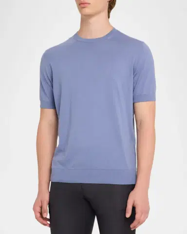 ZEGNA Men's Premium Cotton Knit T-Shirt | Thumbnail 4 ZEGNA Men's Premium Cotton Knit T-Shirt | Thumbnail 4