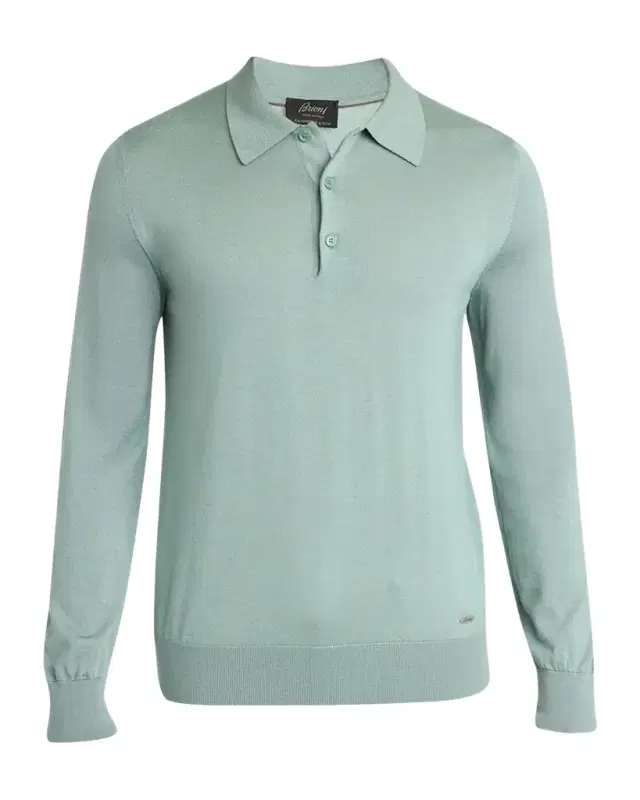 Men's Cashmere-Silk Polo Sweater Men's Cashmere-Silk Polo Sweater
