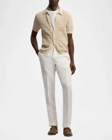 Ralph Lauren Purple Label Textured Cotton Short-Sleeve Cardigan | Thumbnail 2 Ralph Lauren Purple Label Textured Cotton Short-Sleeve Cardigan | Thumbnail 2